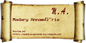 Madary Annamária névjegykártya